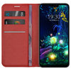 Leather Wallet Case & Card Holder Pouch for LG V50 ThinQ - Red